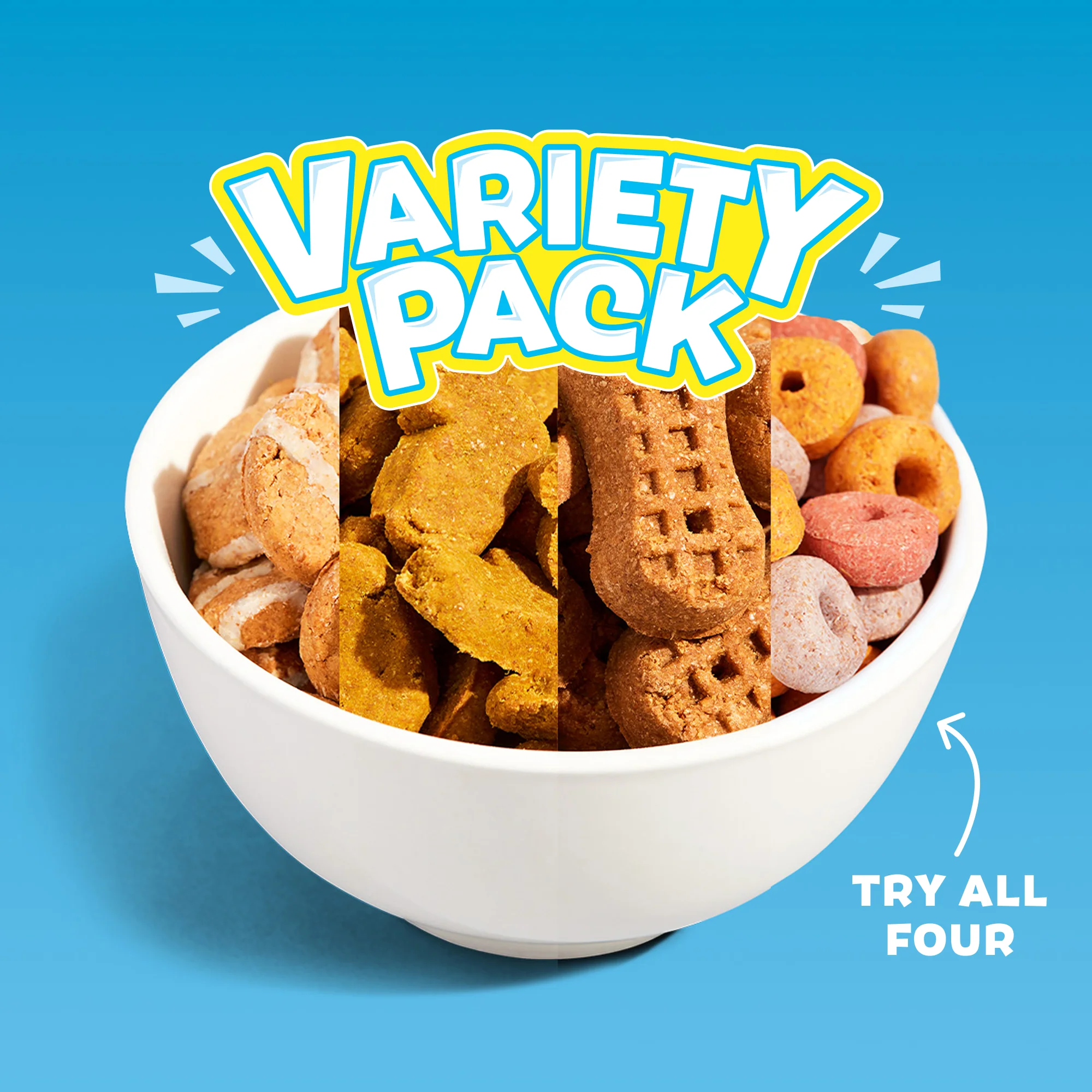 Cereal Treat Variety Pack Soft, Chewy, Crunchy Dog Treats, 4 oz Each, 4 Pack - Image 3